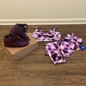 🦄Two piece pink and purple tie dye athletic set🦄